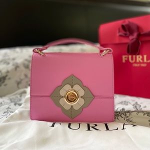 NWT Furla leather pink light taupe mini crossbody bag.